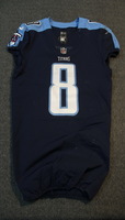 Crucial Catch - Titans Marcus Mariota signed and game worn Titans jersey...
