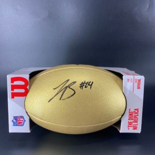 NFL - Panthers Jonathon Brooks Signed Gold Composite Football