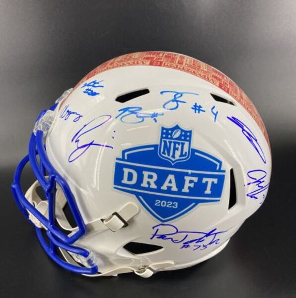 NFL - Multi Signed 2023 NFL Draft Replica Speed Helmet Signed by 17 play...
