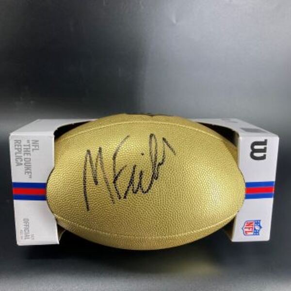 NFL - Giants Malachi Fields Signed Gold Composite Football