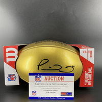 NFL - Chiefs Patrick Mahomes Signed Gold 100 Seasons Football with "...