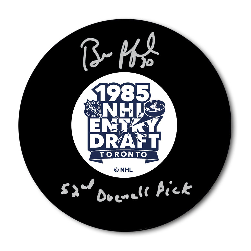 Bill Ranford Autographed 1985 NHL Draft Puck - 52nd Pick Inscription