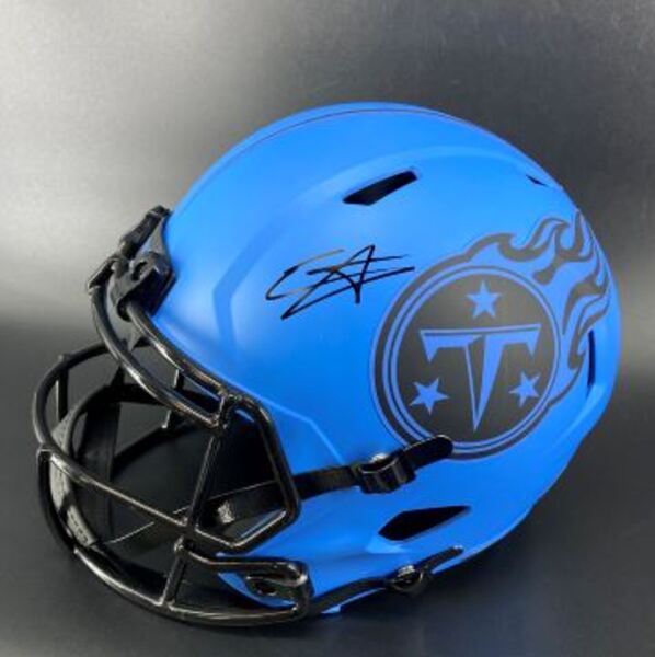 NFL - Titans Elic Ayomanor Signed Rave Replica Speed Helmet