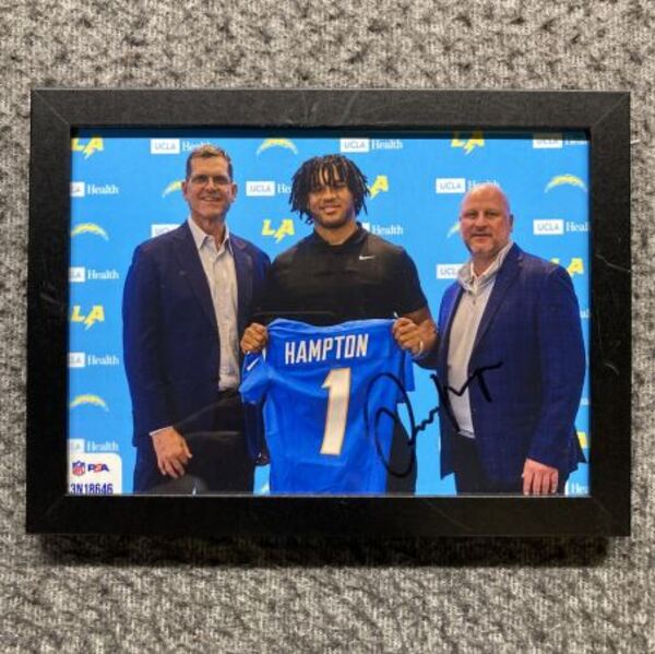 NFL - Chargers Omarion Hampton Signed And Framed 4x6 Draft Photo