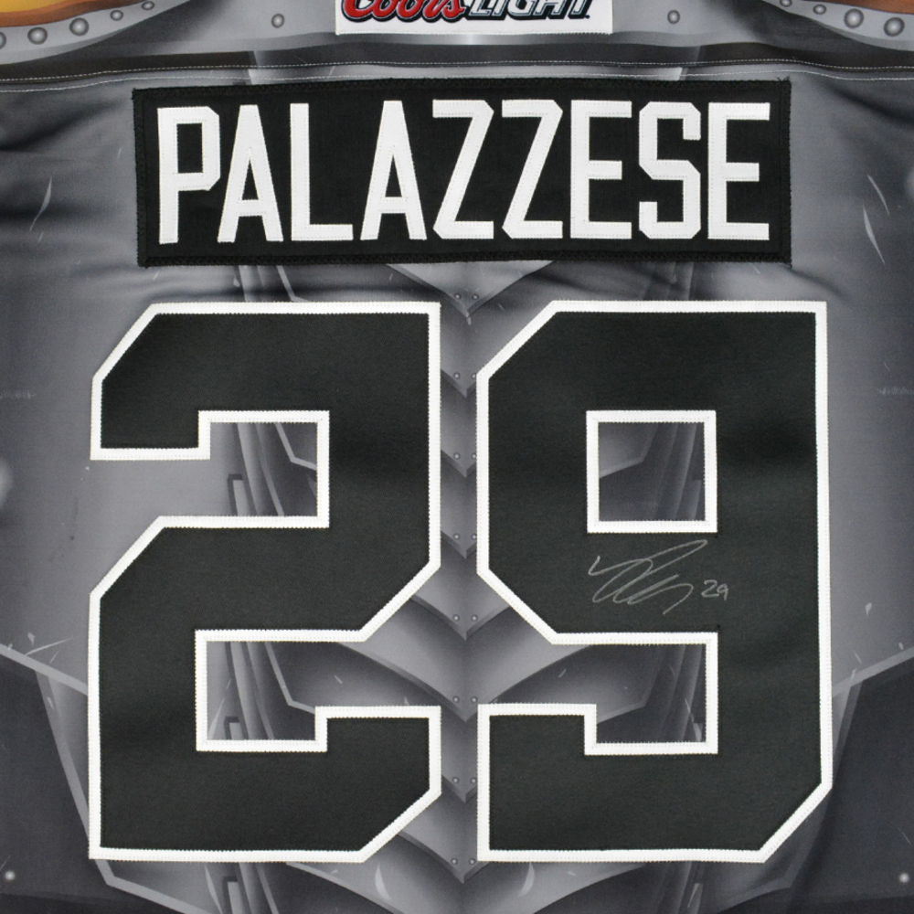 Franky Palazzese Wheeling Nailers Golden Goalie Autographed GameWorn Jersey Worn Feb. 6