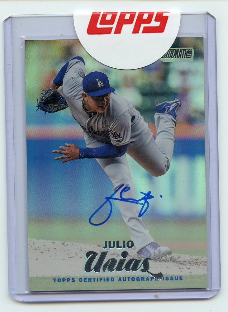 2017 Stadium Club Autographs Rainbow Foil #SCAJU Julio Urias Exchange Card 9/10