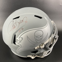 HOF - Buccaneers Ronde Barber Signed Replica Slate Speed Helmet with HOF...