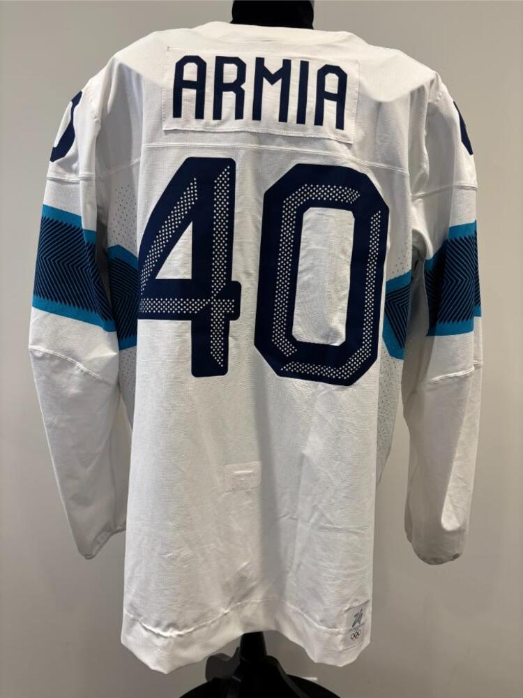 Joel Armia Finland Game-Used White Jersey worn v. Slovakia on February 11, 2026, as a part of the 2026 Milano Cortina Winter Games.