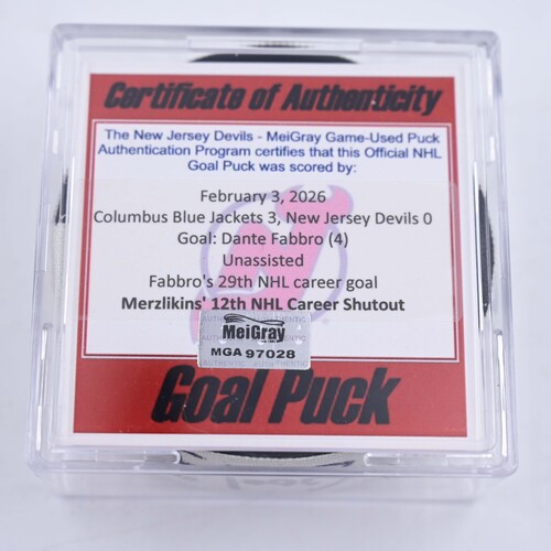 Image of Fabbro, Dante - Columbus Blue Jackets - February 3, 2026 at New Jersey Devils (Devils Logo)