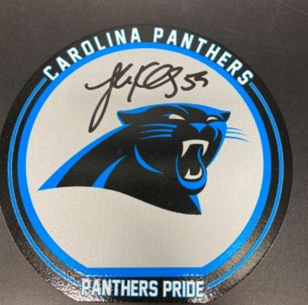 HOF - Panthers Luke Kuechly Signed 3D Metal Wall Art (8x8)