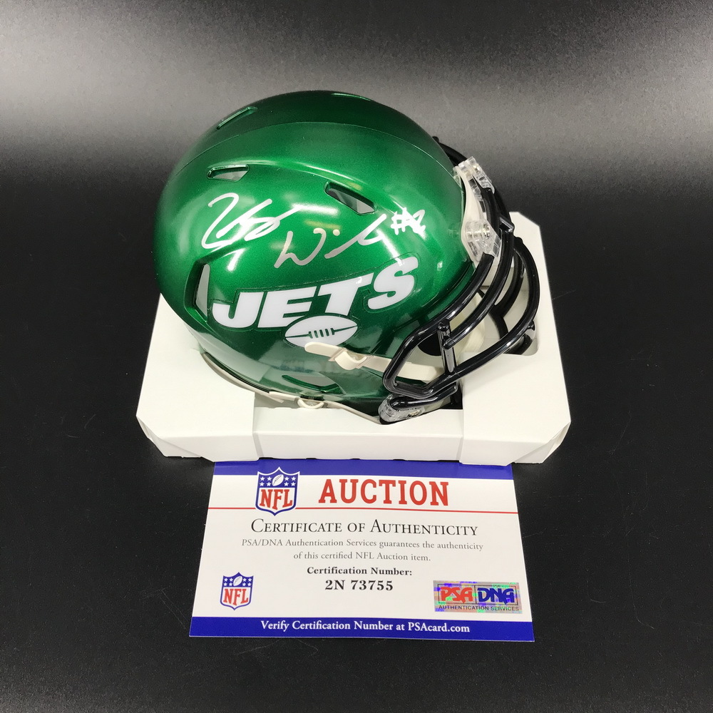 NFL Jets Zach Wilson Signed Mini Helmet The official auction site