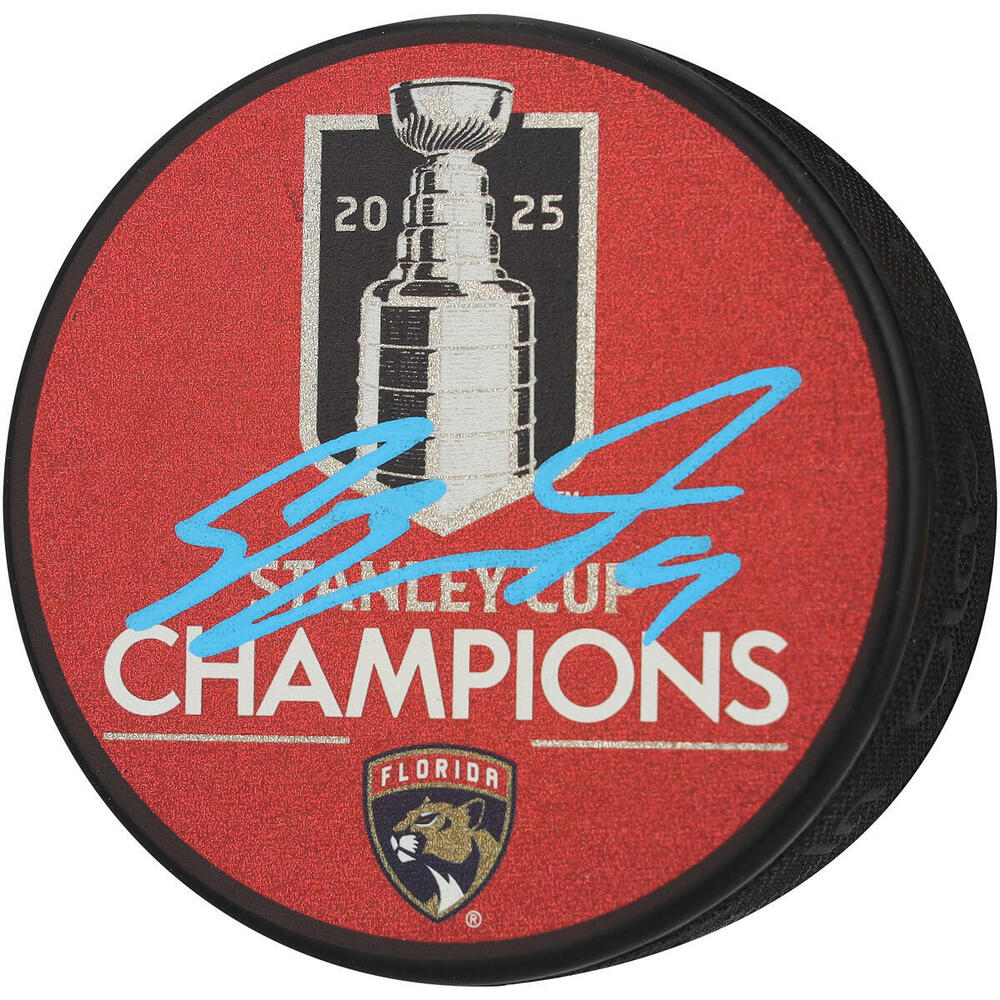 Sam Bennett Florida Panthers Autographed 2025 Stanley Cup Champions Glitter Puck 