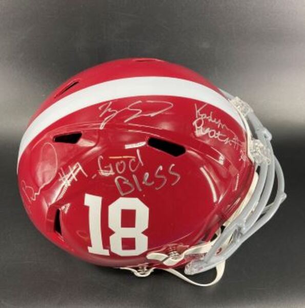 Alabama Multi-Sign  Replica Speed Helmet Signed By Ty Simpson, Kadyen Pr...