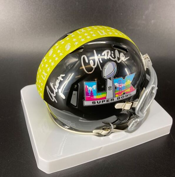 NFL - Multi Signed Super Bowl LX Mini Helmet Signed by ASL Crew Fred Bea...