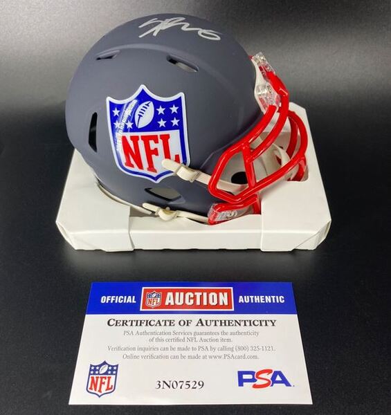 NFL - Saints Spencer Rattler Signed Blue Shield Mini Helmet