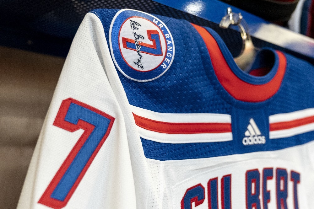 #7 Rod Gilbert Warm-Up Jersey worn and signed by #79 K'Andre Miller - New York Rangers