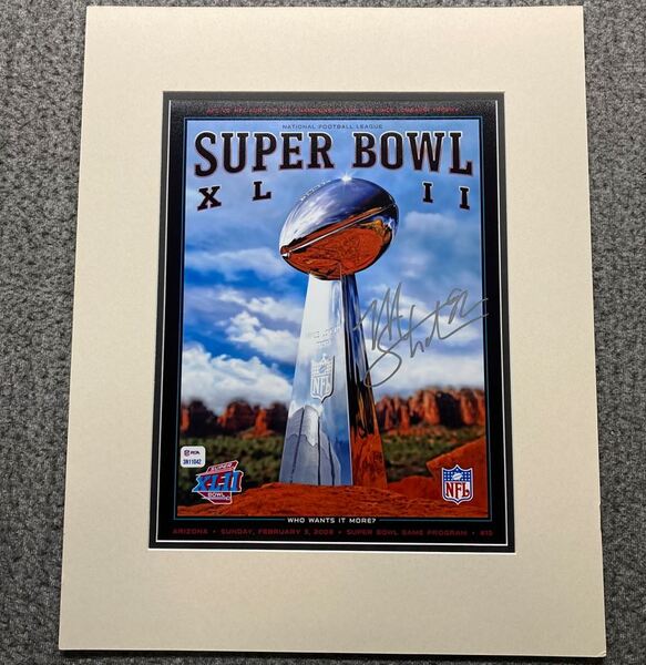 Legends - Giants Michael Strahan Signed Matted Super Bowl XLII Program P...