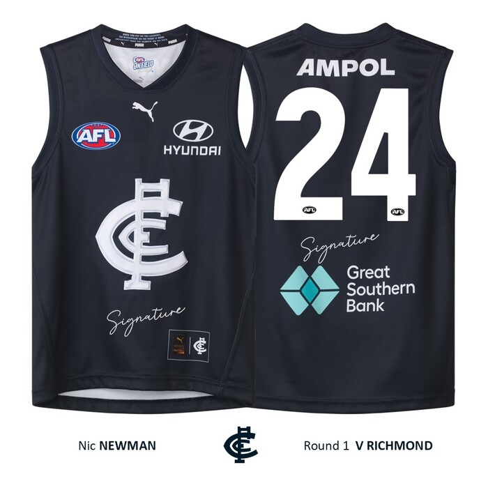 Photo of Nic Newman #24 Carlton Round 1 'Raised Monogram' Guernsey