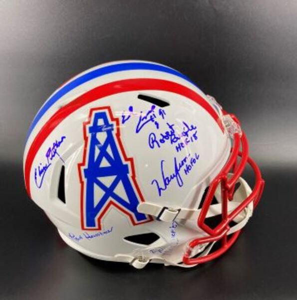 HOF - Oilers Multi Signed Replica Speed Helmet Signed by Warren Moon,Ear...