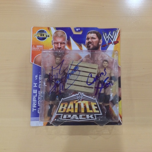 Triple H & Curtis Axel SIGNED Battle Pack Action Figures