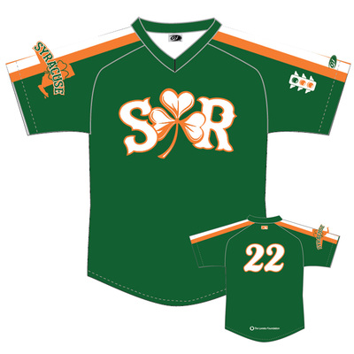 Syracuse Mets Nate Fisher Game-Worn Green Irish Jersey #26; size 44 (M)