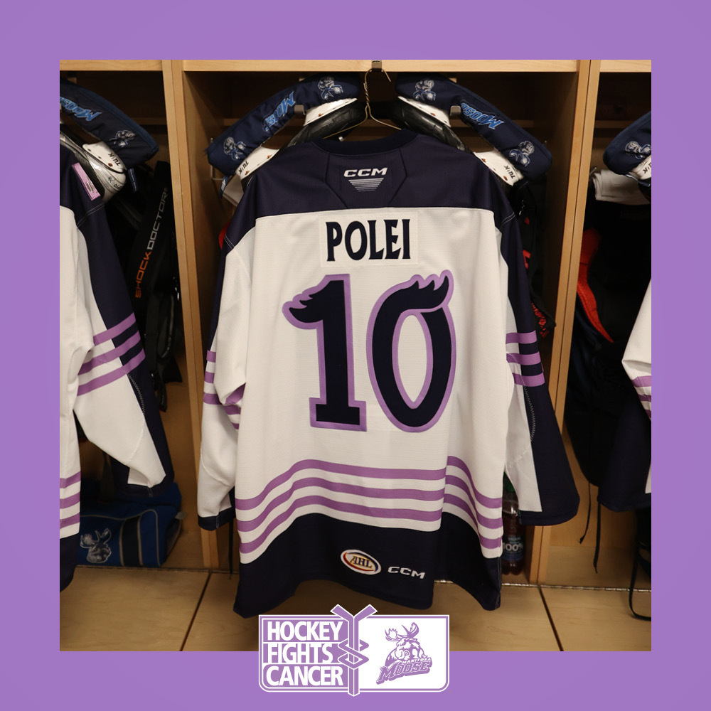 EVAN POLEI Game Worn Hockey Fights Cancer Jersey 