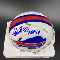 HOF - Bills Andre Reed Signed Mini Helmet with HOF 14 Inscription