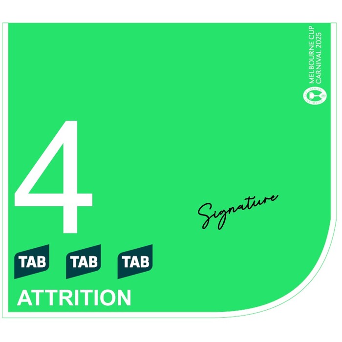 Photo of #4 Attrition - Craig Williams Signed TAB Champions Stakes Saddlecloth