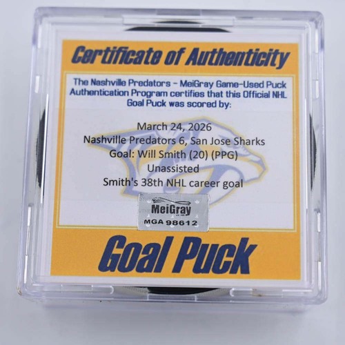 Image of Smith, Will - San Jose Sharks - March 24, 2026 at Nashville Predators (Predators Logo)