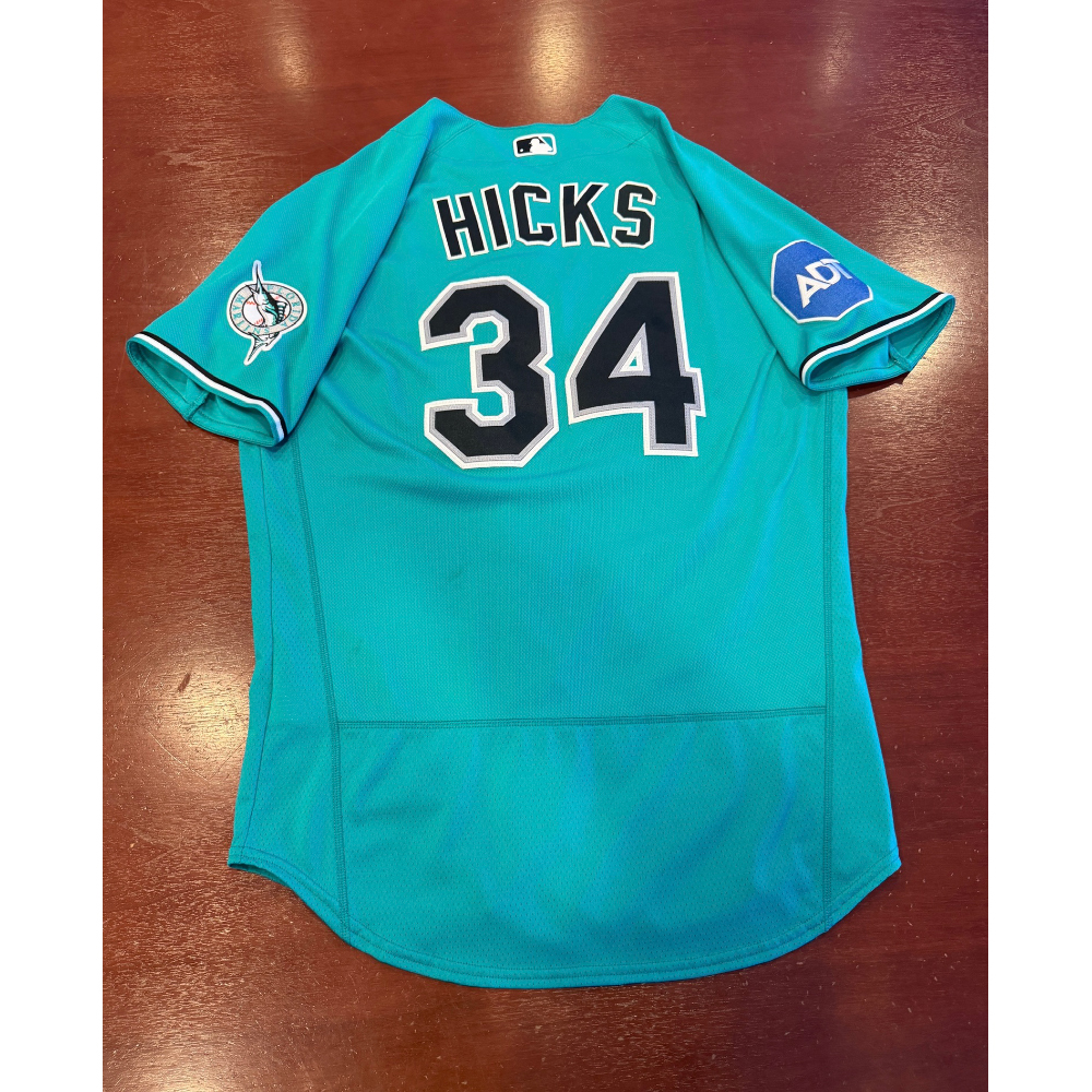 お値引き！【Marlins 】JOHNSON 55 XL ユニフォーム Liam Hicks Game-Used Teal Jersey from 2026 Season - Miami Marlins