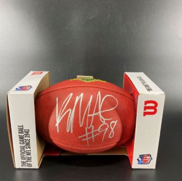 NFL - Texans Kayden McDonald Signed Authentic Football with Draft Logo