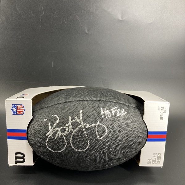 HOF - 49ers Bryant Young Signed Black Metallic Football with 49ers Logo