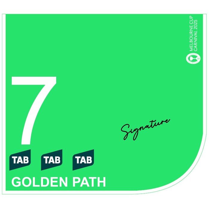 Photo of #7 Golden Path - Jordan Childs Signed TAB Champions Stakes Saddlecloth