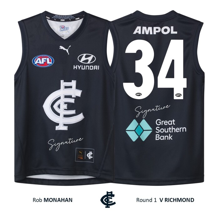 Photo of Rob Monahan #34 Carlton Round 1 'Raised Monogram' Guernsey