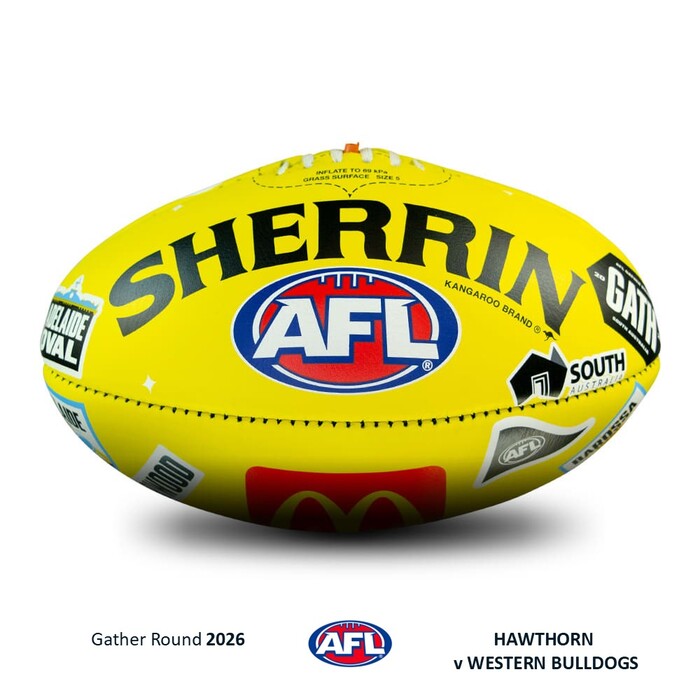 Photo of Hawthorn v Western Bulldogs 2026 Gather Round Match-Used Football