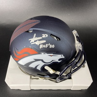 HOF - Broncos Steve Atwater Signed Mini Helmet with HOF 20 Inscription
