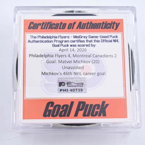 Image of Michkov, Matvei - Philadelphia Flyers - April 14, 2026 vs Montreal Canadiens (Flyers Logo)