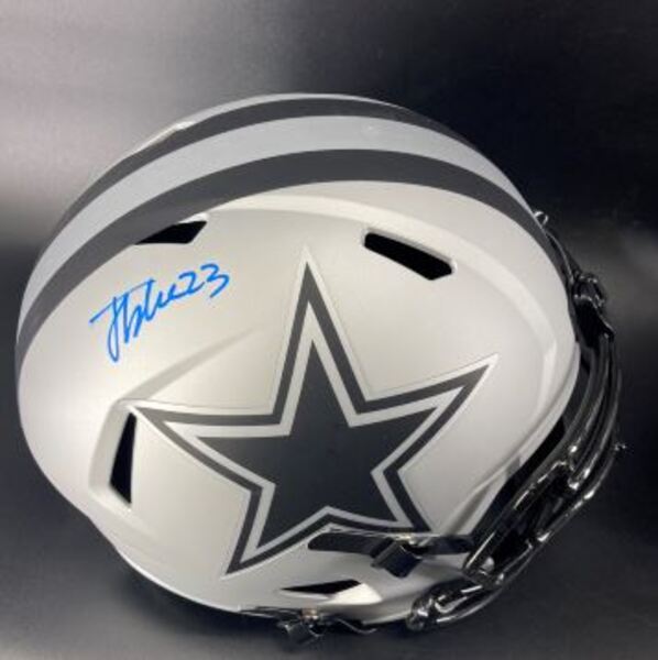 NFL - Cowboys Jaydon Blue Signed Rave Replica Speed Helmet