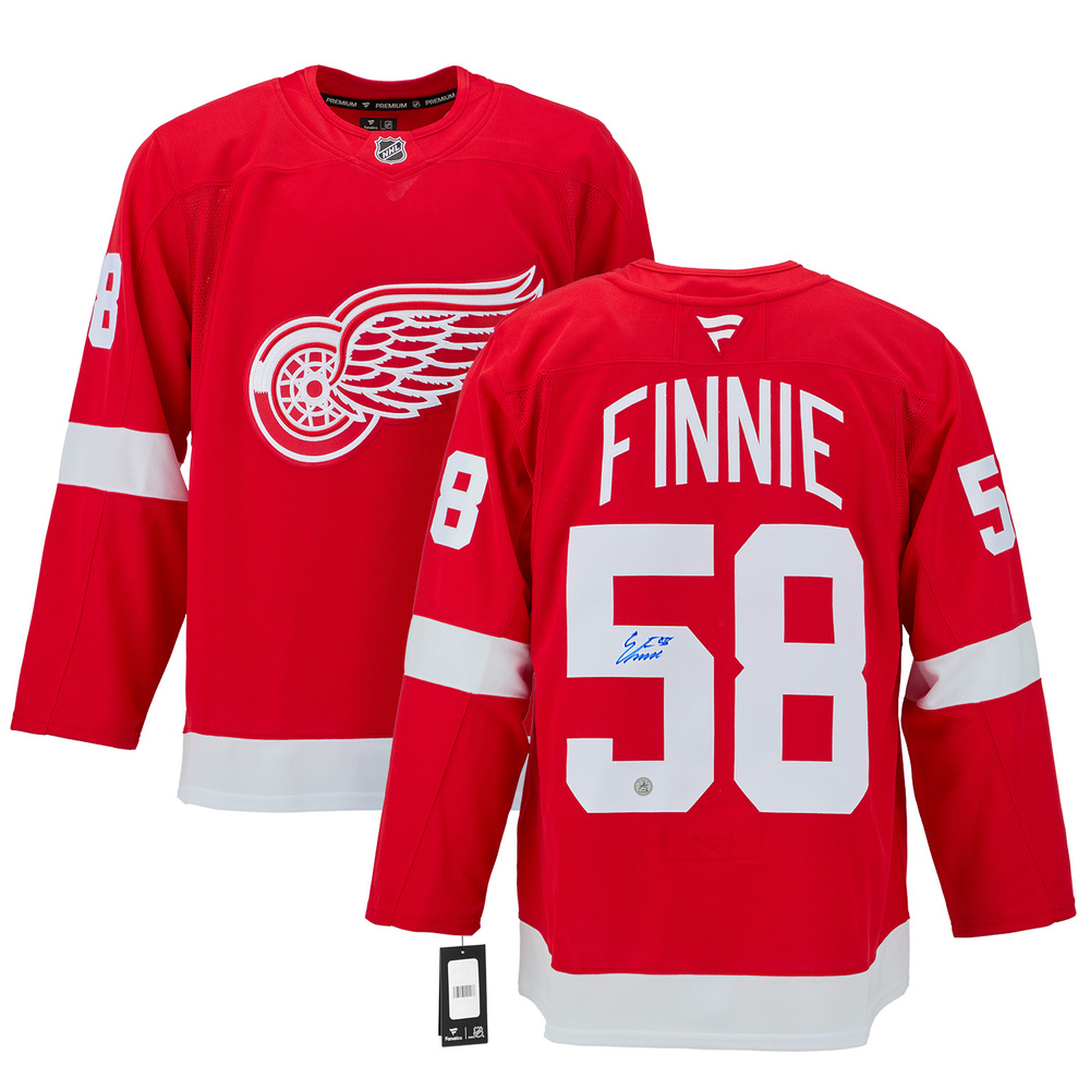 Emmitt Finnie Autographed Detroit Red Wings Fanatics Premium Jersey