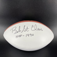 HOF - 49ers Bob St. Clair Signed Panel Ball With HOF 1990 Inscription