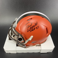 HOF - Browns Paul Warfield Signed Mini Helmet with HOF 83 Inscription