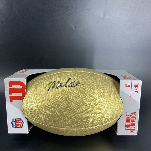 NFL - 49ers Malik Mustapha Signed Gold Composite Football