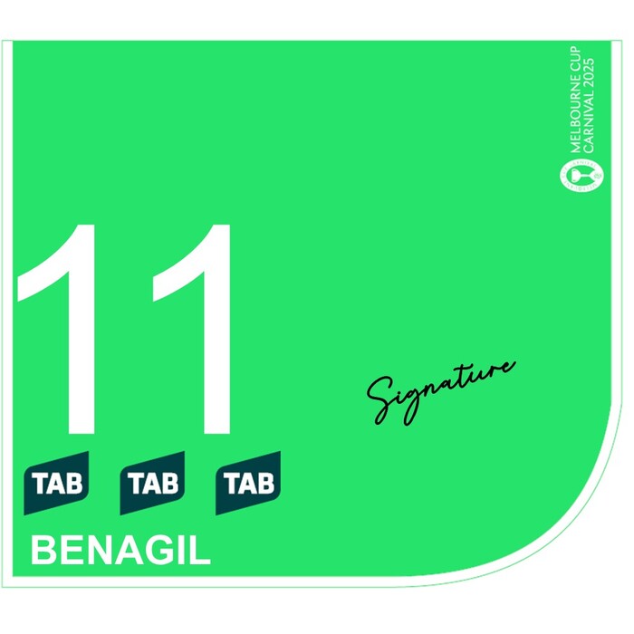 Photo of #11 Benagil - Michael Dee Signed TAB Champions Stakes Saddlecloth