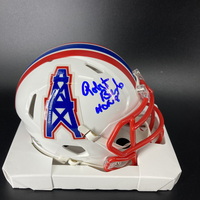 HOF - Oilers Robert Brazile Signed Mini Helmet with HOF 18 Inscription