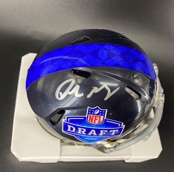 NFL - Patriots Drake Maye Signed NFL Draft Mini Helmet