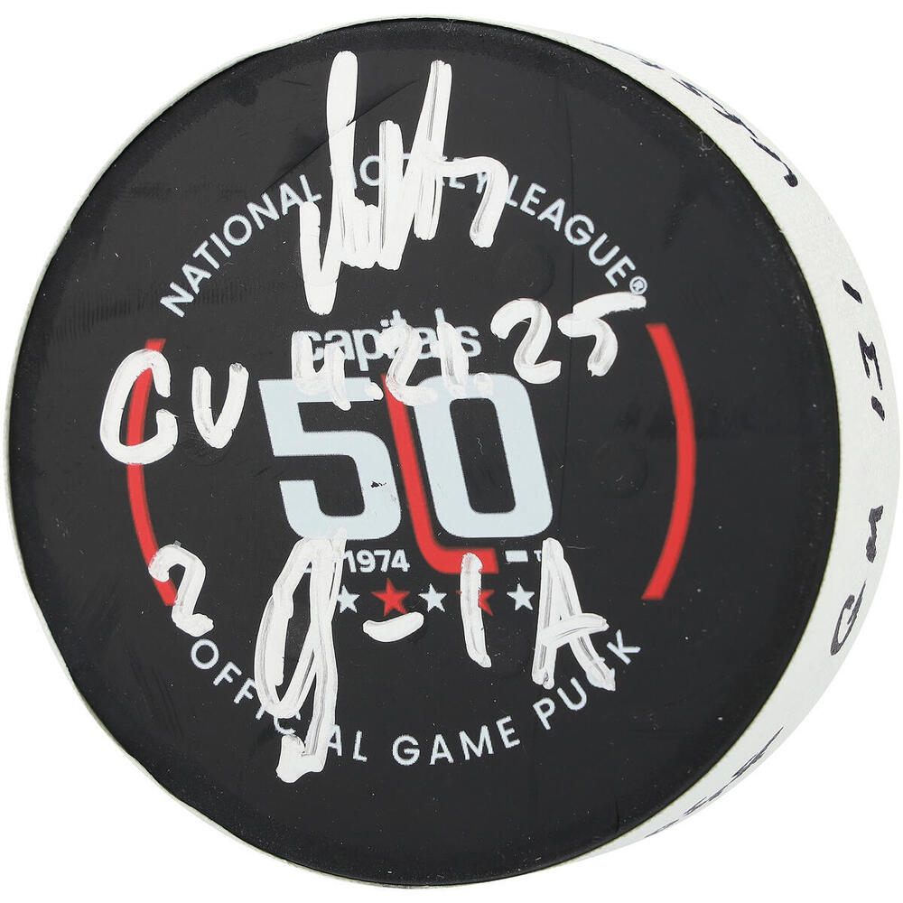 Alex Ovechkin Washington Capitals Autographed Game-Used Puck vs. Montreal Canadiens on April 21, 2025 with Multiple Inscriptions
