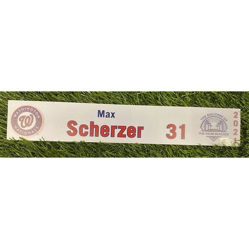 Max Scherzer 2021 Game-Used Spring Training Locker Tag
