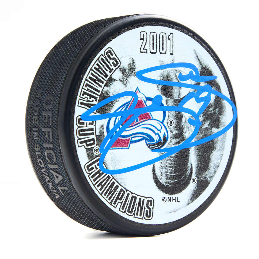 Joe Sakic Autographed Colorado Avalanche 2001 Stanley Cup Puck