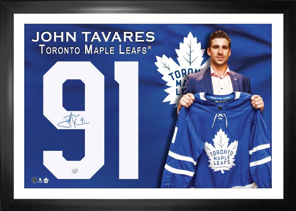 John Tavares Signed Numbers Framed with Printed Background Maple Leafs