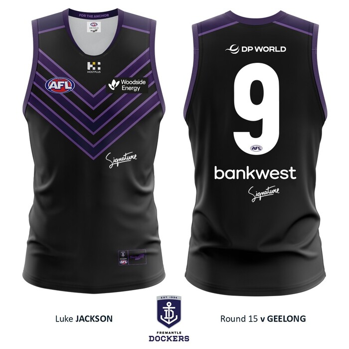 Photo of Luke Jackson #9 Fremantle 2026 Stealth Match-Worn Guernsey